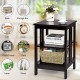 Honhorrs Pair of Three-Tier Bedside Tables, Open MDF Storage with Reinforced Bars and Floor Pads