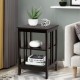 Honhorrs Pair of Three-Tier Bedside Tables, Open MDF Storage with Reinforced Bars and Floor Pads