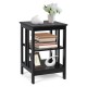 Honhorrs 3-Tier MDF Sofa Side Table with Open Storage Shelves, Rounded Corners and Floor Pads