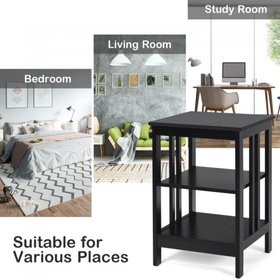 Honhorrs 3-Tier MDF Sofa Side Table with Open Storage Shelves, Rounded Corners and Floor Pads