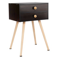 XVX Midcentury Two-Drawer Bedside Table, Solid Wood Legs with Smooth Slides and Nonslip Feet