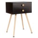 Honhorrs Midcentury Two-Drawer Bedside Table, Solid Wood Legs with Smooth Slides and Nonslip Feet