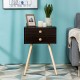 Honhorrs Midcentury Two-Drawer Bedside Table, Solid Wood Legs with Smooth Slides and Nonslip Feet