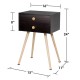 Honhorrs Midcentury Two-Drawer Bedside Table, Solid Wood Legs with Smooth Slides and Nonslip Feet