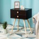 Honhorrs Midcentury Two-Drawer Bedside Table, Solid Wood Legs with Smooth Slides and Nonslip Feet