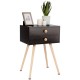 Honhorrs Midcentury Two-Drawer Bedside Table, Solid Wood Legs with Smooth Slides and Nonslip Feet