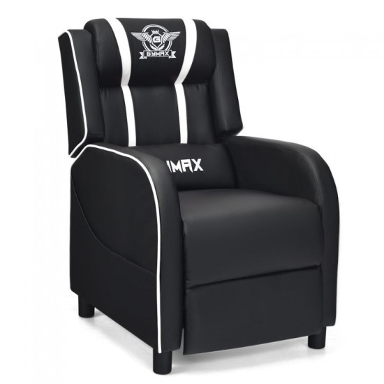 Honhorrs PU Gaming Recliner, 90–160-Degree Backrest with Lumbar Massage, Footrest and Side Pockets