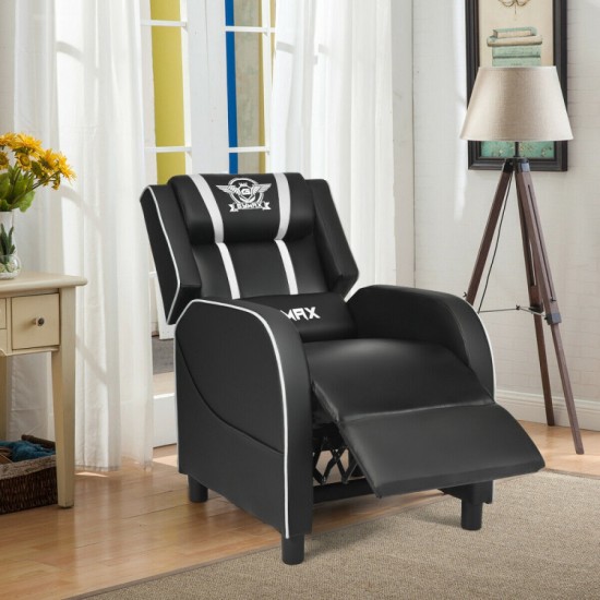 Honhorrs PU Gaming Recliner, 90–160-Degree Backrest with Lumbar Massage, Footrest and Side Pockets