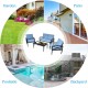 Honhorrs Four-Piece Aluminum Patio Sofa Set, Loveseat and Two Cushioned Chairs with a Side Table