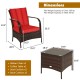 Honhorrs Three-Piece Wicker Patio Conversation Set, Cushioned Seats and Tempered Glass Coffee Table