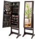Honhorrs Lockable Mirror Jewelry Armoire, Freestanding MDF Cabinet with Door-Activated LED Lighting