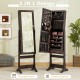 Honhorrs Lockable Mirror Jewelry Armoire, Freestanding MDF Cabinet with Door-Activated LED Lighting