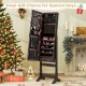 Honhorrs Lockable Mirror Jewelry Armoire, Freestanding MDF Cabinet with Door-Activated LED Lighting