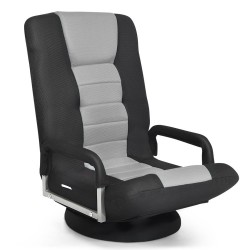 Honhorrs Folding Swivel Floor Gaming Chair with 6 Backrest Positions, Armrests and Mesh Fabric