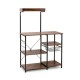 Honhorrs Four-Tier Kitchen Baker's Rack, Metal Frame with Basket, Five Hooks and MDF Shelf Panels