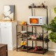 Honhorrs Four-Tier Kitchen Baker's Rack, Metal Frame with Basket, Five Hooks and MDF Shelf Panels