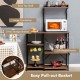 Honhorrs Four-Tier Kitchen Baker's Rack, Metal Frame with Basket, Five Hooks and MDF Shelf Panels