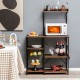 Honhorrs Four-Tier Kitchen Baker's Rack, Metal Frame with Basket, Five Hooks and MDF Shelf Panels