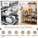Honhorrs Four-Tier Kitchen Baker's Rack, Metal Frame with Basket, Five Hooks and MDF Shelf Panels