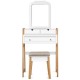 Honhorrs White Vanity and Cushioned Stool Set, Large Mirror with Three Drawers and Two-Level Display