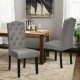 Honhorrs Tufted Dining Chairs, Set of Two with Linen Seats, Rubberwood Legs and Adjustable Foot Pads