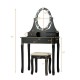 Three-Drawer Vanity by Honhorrs, Rotating Ten-Light Mirror, Detachable Mirror Top and Padded Stool
