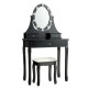 Three-Drawer Vanity by Honhorrs, Rotating Ten-Light Mirror, Detachable Mirror Top and Padded Stool