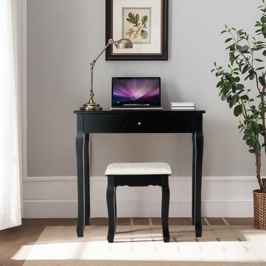 Three-Drawer Vanity by Honhorrs, Rotating Ten-Light Mirror, Detachable Mirror Top and Padded Stool