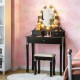 Three-Drawer Vanity by Honhorrs, Rotating Ten-Light Mirror, Detachable Mirror Top and Padded Stool