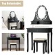 Three-Drawer Vanity by Honhorrs, Rotating Ten-Light Mirror, Detachable Mirror Top and Padded Stool