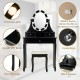 Three-Drawer Vanity by Honhorrs, Rotating Ten-Light Mirror, Detachable Mirror Top and Padded Stool