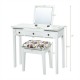 Honhorrs Flip-Mirror Dressing Table, Three Drawers and Separate Storage Box on Solid Wooden Legs