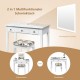 Honhorrs Flip-Mirror Dressing Table, Three Drawers and Separate Storage Box on Solid Wooden Legs
