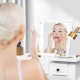 Honhorrs Flip-Mirror Dressing Table, Three Drawers and Separate Storage Box on Solid Wooden Legs