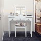 Honhorrs Flip-Mirror Dressing Table, Three Drawers and Separate Storage Box on Solid Wooden Legs