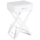 Honhorrs White X-Frame Side Table, Single Drawer and Display Top for Bedside or Living-Room Storage