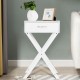 Honhorrs White X-Frame Side Table, Single Drawer and Display Top for Bedside or Living-Room Storage