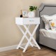 Honhorrs White X-Frame Side Table, Single Drawer and Display Top for Bedside or Living-Room Storage