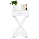 Honhorrs White X-Frame Side Table, Single Drawer and Display Top for Bedside or Living-Room Storage