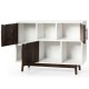 Honhorrs Six-Compartment Storage Sideboard, Mixed Open Display and Enclosed Sections on Pine Legs