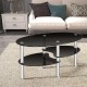 Honhorrs Oval Tempered-Glass Coffee Table with Two Lower Storage Shelves and Rounded Tabletop Edges