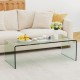 Honhorrs Clear Tempered-Glass Coffee Table, 40-Inch Rectangular Surface with Rounded Waterfall Edges