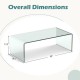 Honhorrs Clear Tempered-Glass Coffee Table, 40-Inch Rectangular Surface with Rounded Waterfall Edges
