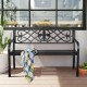 Honhorrs 50-Inch Metal Garden Bench, Powder-Coated Steel with Decorative Back and Rounded Armrests