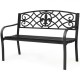 Honhorrs 50-Inch Metal Garden Bench, Powder-Coated Steel with Decorative Back and Rounded Armrests