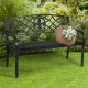 Honhorrs 50-Inch Metal Garden Bench, Powder-Coated Steel with Decorative Back and Rounded Armrests