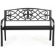 Honhorrs 50-Inch Metal Garden Bench, Powder-Coated Steel with Decorative Back and Rounded Armrests