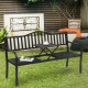 Honhorrs Steel Garden Bench with Lift-Up Center Table, Powder-Coated Frame and Nonslip Support Feet