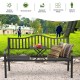 Honhorrs Steel Garden Bench with Lift-Up Center Table, Powder-Coated Frame and Nonslip Support Feet