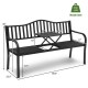 Honhorrs Steel Garden Bench with Lift-Up Center Table, Powder-Coated Frame and Nonslip Support Feet